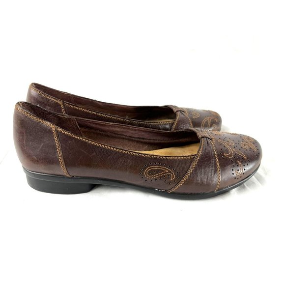 Clarks Brown Top Stitch Design Flats, Women's Size 10M - Picture 5 of 8